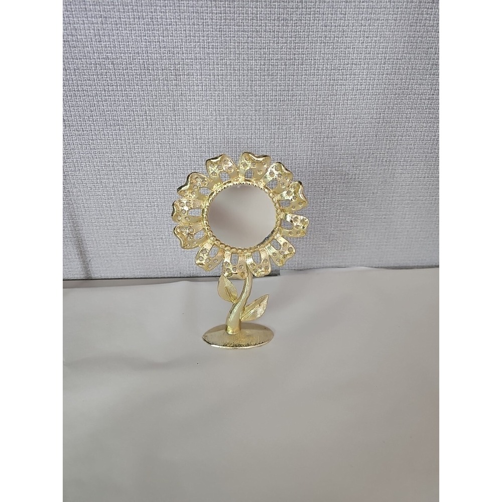 Vintage Torino Goldton‎ Sun Flower Earring Holder W/ Mirror